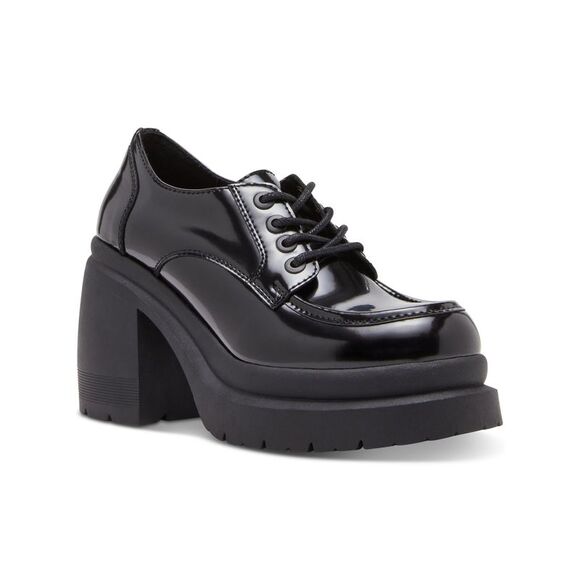 MADDEN GIRL Womens Black 1-1/2" Platform Time Toe Block Heel Oxford Shoes 9.5 M - Picture 1 of 4